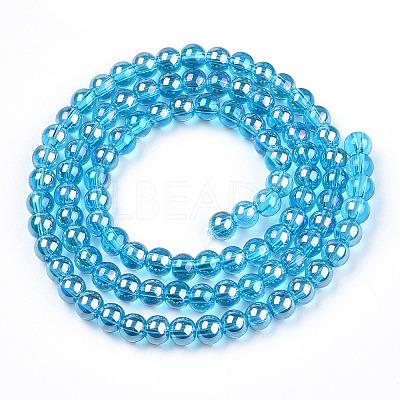 Electroplate Transparent Glass Beads Strands GLAA-T032-T4mm-AB06-1