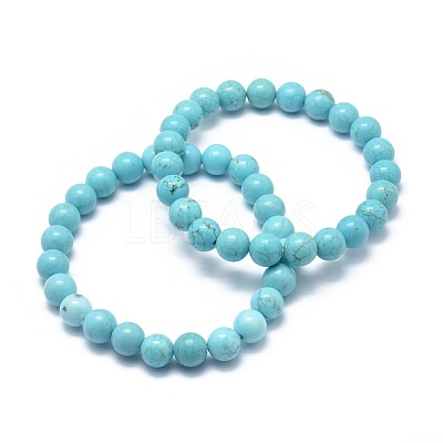 Natural Howlite Bead Stretch Bracelets BJEW-K212-C-011-1
