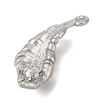 Brass Micro Pave Clear Cubic Zirconia Charms KK-CBA15EE-06P-1