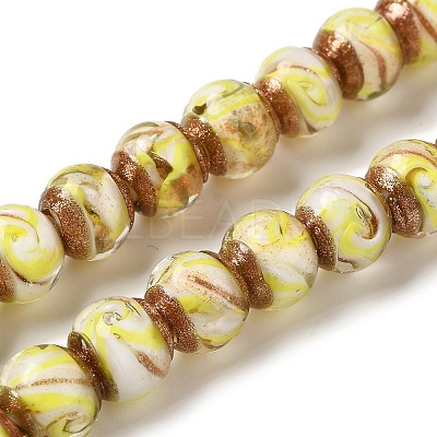 Gold Sand Lampwork Beads Strands LAMP-E036-06B-1