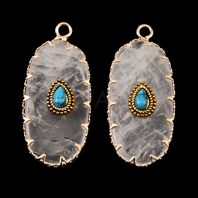 Natural Quartz Crystal & Synthetic Turquoise Carved Pendants GG-CBA5963-02I-1
