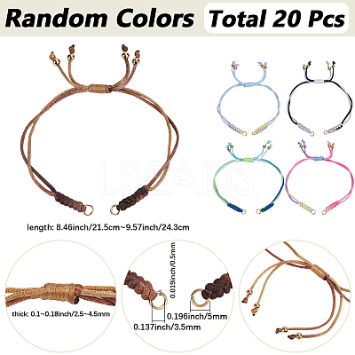 20Pcs Adjustable Braided Nylon Thread Link Bracelet Makings AJEW-SC0003-68G-1