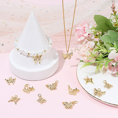 12Pcs Brass Micro Pave Clear Cubic Zirconia Pendants KK-BBC0023-92G-1