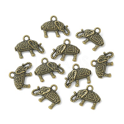 Tibetan Style Alloy Elephant Pendants TIBEP-23670-AB-FF-1