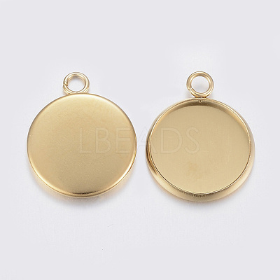 304 Stainless Steel Pendant Cabochon Settings STAS-F160-46G-03-1