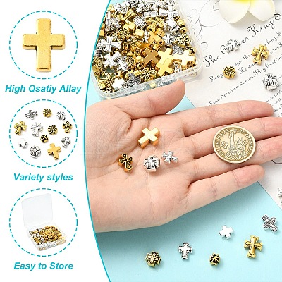 120Pcs 12 Styles Tibetan Style Zinc Alloy Beads FIND-YW0011-84-1