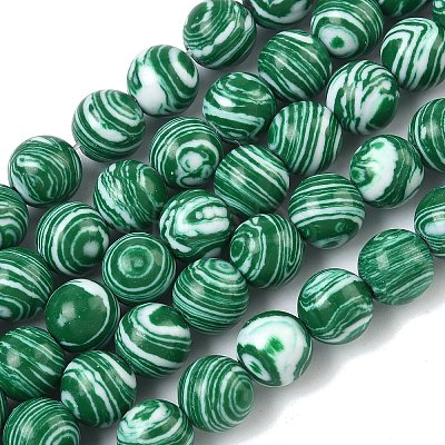 Synthetic Malachite Beads Strands G-I199-32-8mm-L-1