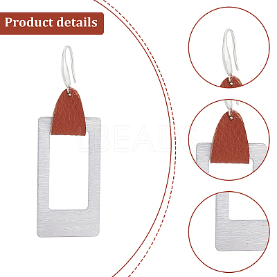 4 Pairs 4 Styles Round & Rectangle & Polygon & Ring Brass Dangle Hoop Earrings EJEW-AN0003-06-1