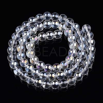 Electroplate Transparent Glass Beads Strands GLAA-T032-T6mm-AB13-1