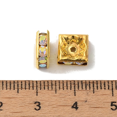 Brass Rhinestone Spacer Beads RSB074NF-02G-1