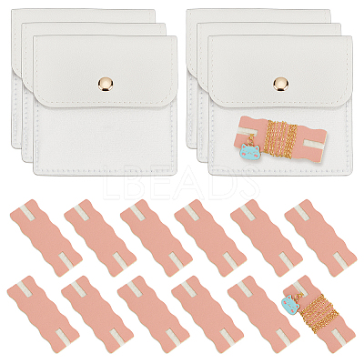 6Pcs Square PU Leather Jewelry Storage Bags with Iron Button ABAG-OC0001-18E-1