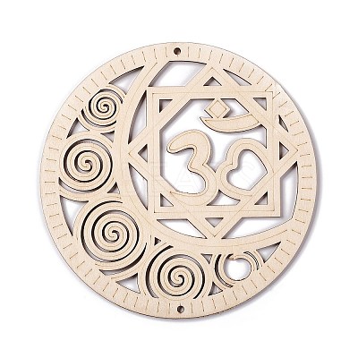 DIY Unfinished Bohemian Meditation Energy Symbol Wood Pendant Decoration Kits DIY-B060-01-1