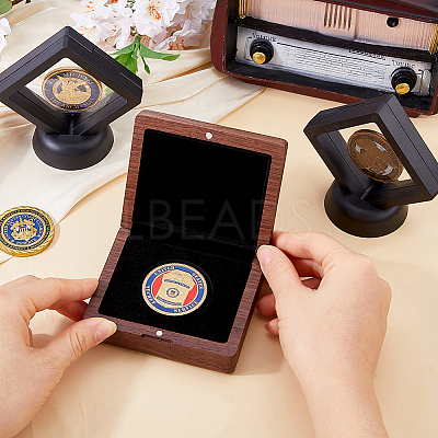 1Pc Rectangle Wood Commemorative Coin Magnetic Boxes CON-DC0001-26-1