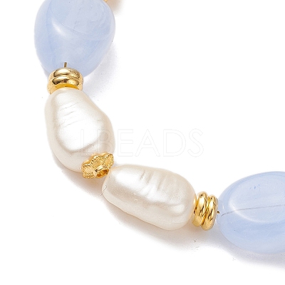 Imitation Gemstone & ABS Imitation Pearl Acrylic Beaded Bracelets for Women BJEW-JB12157-02-1