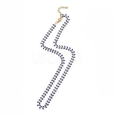 Enamel Ear of Wheat Link Chain Necklace NJEW-P220-02G-1