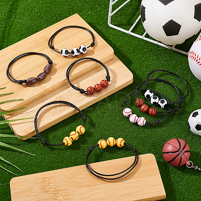 20Pcs 5 Styles Sport Theme Acrylic Beaded Bracelets for Men Women BJEW-GA0001-19-1