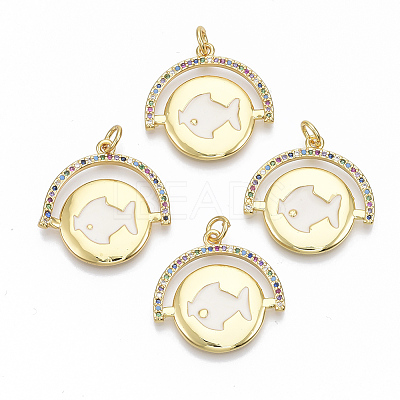 Brass Micro Pave Cubic Zirconia Pendants ZIRC-T005-004G-1