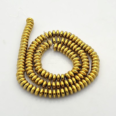 Electroplate Non-magnetic Synthetic Hematite Rondelle Beads Strands X-G-J216B-06-1