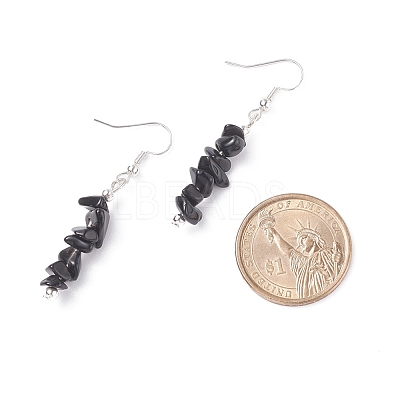 Natural Obsidian Chips Beaded Jewelry Set SJEW-JS01232-01-1