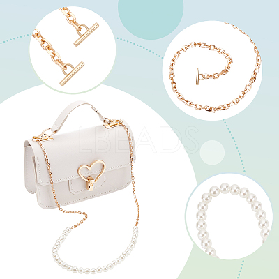 3Pcs 3 Styles ABS Plastic Imitation Pearl Purse Chains FIND-WR0009-73A-1