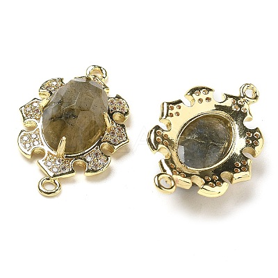 Natural Labradorite Faceted Oval Connector Charms G-G181-06G-07-1