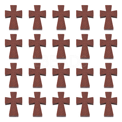 100Pcs Wood Dyed Cross Pendants WOOD-TA0001-93-1
