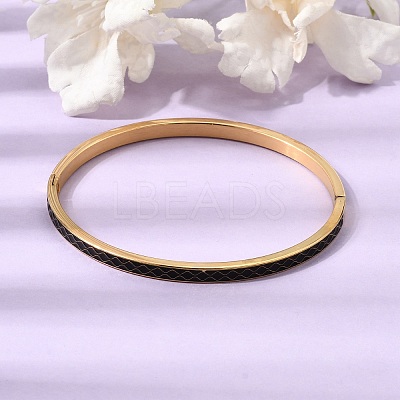 304 Stainless Steel Enamel Hinged Cuff Bangles for Women SA-CBAC920-15G-02-1
