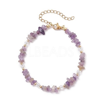 Natural Amethyst Chip Beaded Bracelets for Women X-BJEW-JB11742-03-1