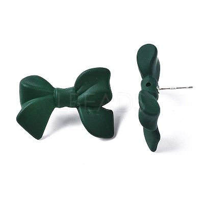 Spray Painted CCB Plastic Bowknot Stud Earring Findings CCB-Q091-07D-1