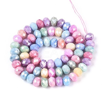 Anti-Tarnish Electroplate Rondelle Glass Beads Strands X-EGLA-T021-8mm-17-01-1