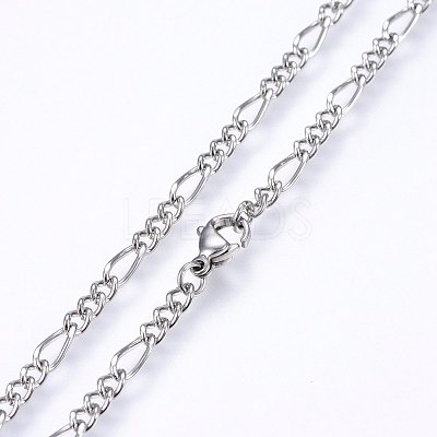 Non-Tarnish 304 Stainless Steel Figaro Chain Necklaces NJEW-F227-03-02-1