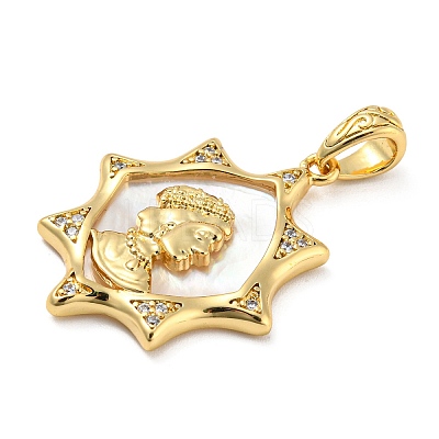 Rack Plating Brass Cubic Zirconia Pendants KK-M258-15G-1