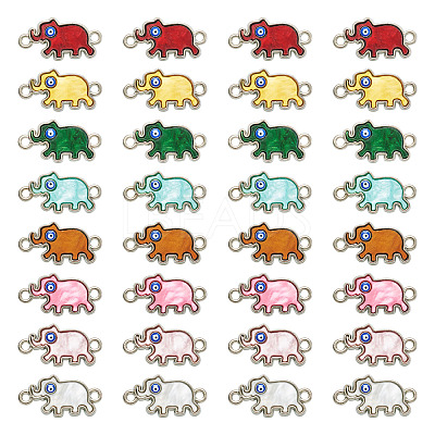 48Pcs 8 Colors Alloy Enamel Elephant Connector Charms ENAM-TA0001-80P-1