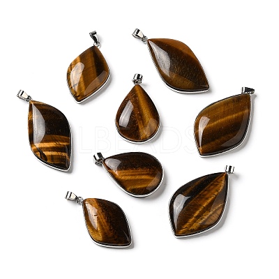 Natural Tiger Eye Pendants G-R486-03P-C-1