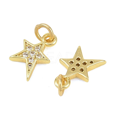 Brass Micro Pave Clear Cubic Zirconia Charms X-KK-D218-23G-02-1