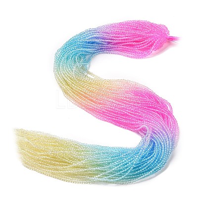 Transparent Gradient Color Glass Beads Strands GLAA-G101-2mm-07-1