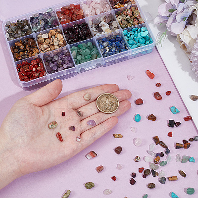 15 Styles Natural & Synthetic Mixed Gemstone Chip Beads G-PA0001-99-1