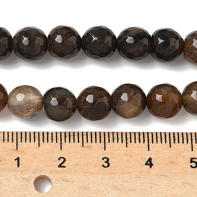Dyed Natural Agate Faceted Round Beads Strands G-E320E-8mm-14-1