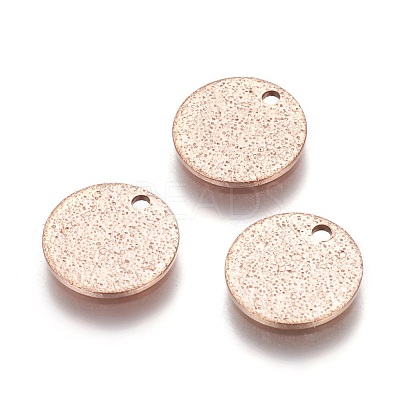 Ion Plating(IP) 304 Stainless Steel Textured Pendants STAS-I098-01-10mm-RG-1