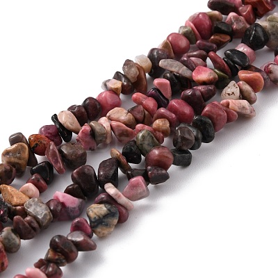 Natural Rhodonite Chip Bead Strands G-M205-24-1