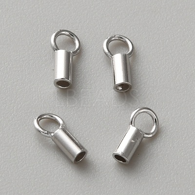 Rhodium Plated 925 Sterling Silver Cord Ends STER-WH0061-58C-1