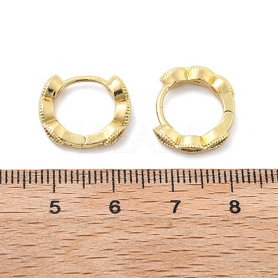 Brass Micro Pave Cubic Zirconia Huggie Hoop Earrings LS-EJEW-K083-34G-B-1
