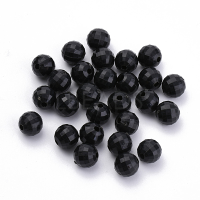 Opaque Acrylic Beads SACR-S300-01B-8mm-1