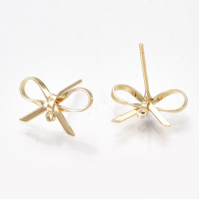 Brass Stud Earring Findings X1-KK-S350-013G-1