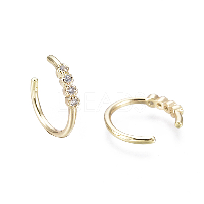 Brass Micro Pave Clear Cubic Zirconia Cuff Earrings EJEW-I249-13G-1