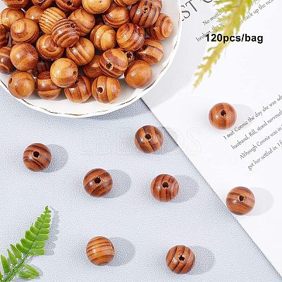 120Pcs Round Natural Wood Beads WOOD-OC0001-85-LF-1