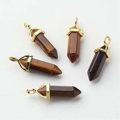 Natural Tiger Eye Pointed Pendants G-G902-A06-1
