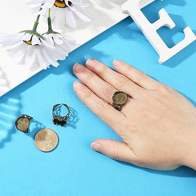 Cuff Brass Ring Cabochon Settings KK-G020-A-1