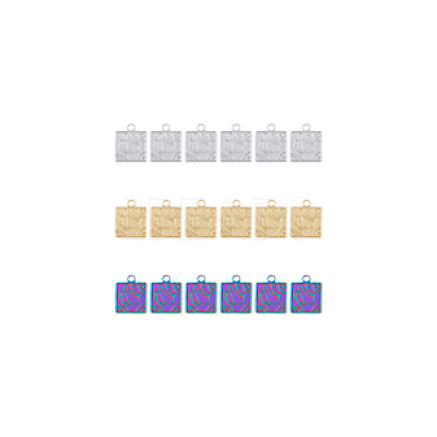 18Pcs 3 Colors 201 Stainless Steel Pendants Ion Plating(IP) STAS-DC0013-42-1
