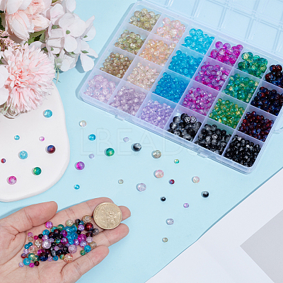 1360Pcs 8 Colors 3 Sizes Spray Painted Crackle Glass Beads CCG-PA0001-03-1